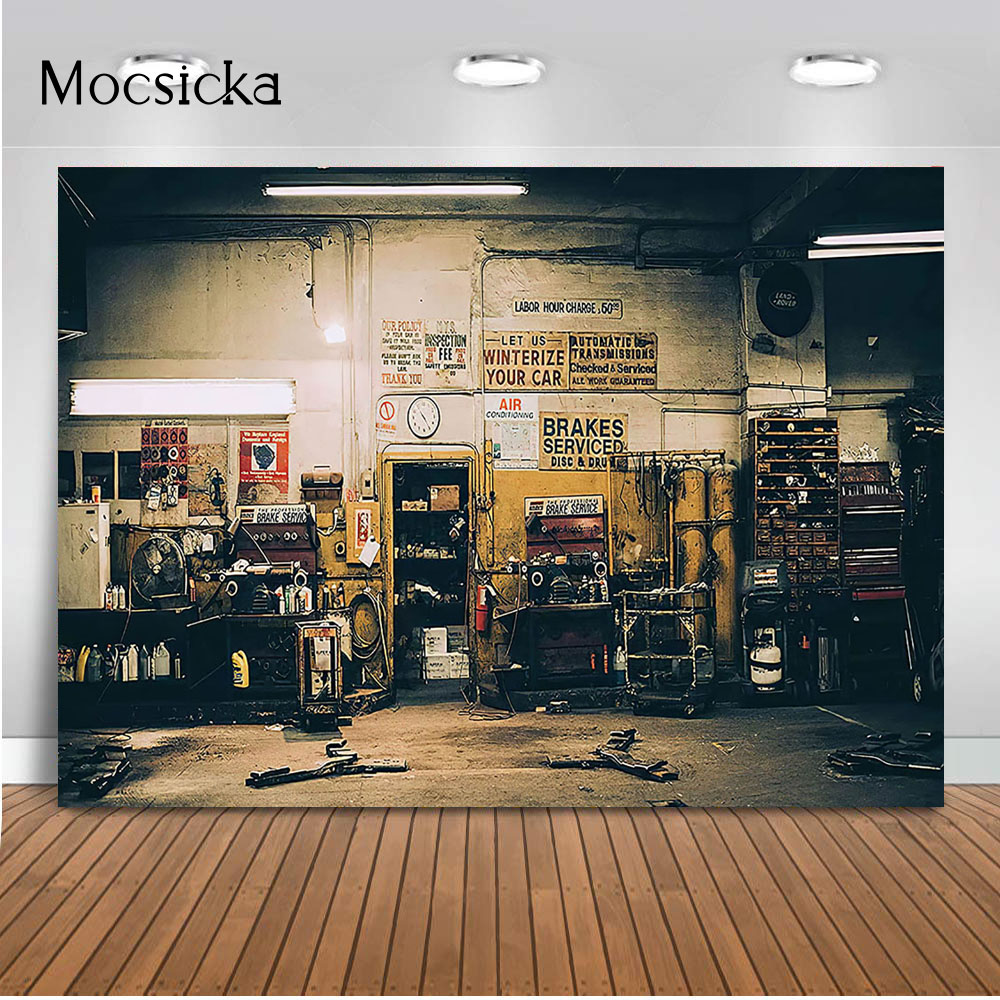 Workshop Tools Background - Retro reparos de carro pano de