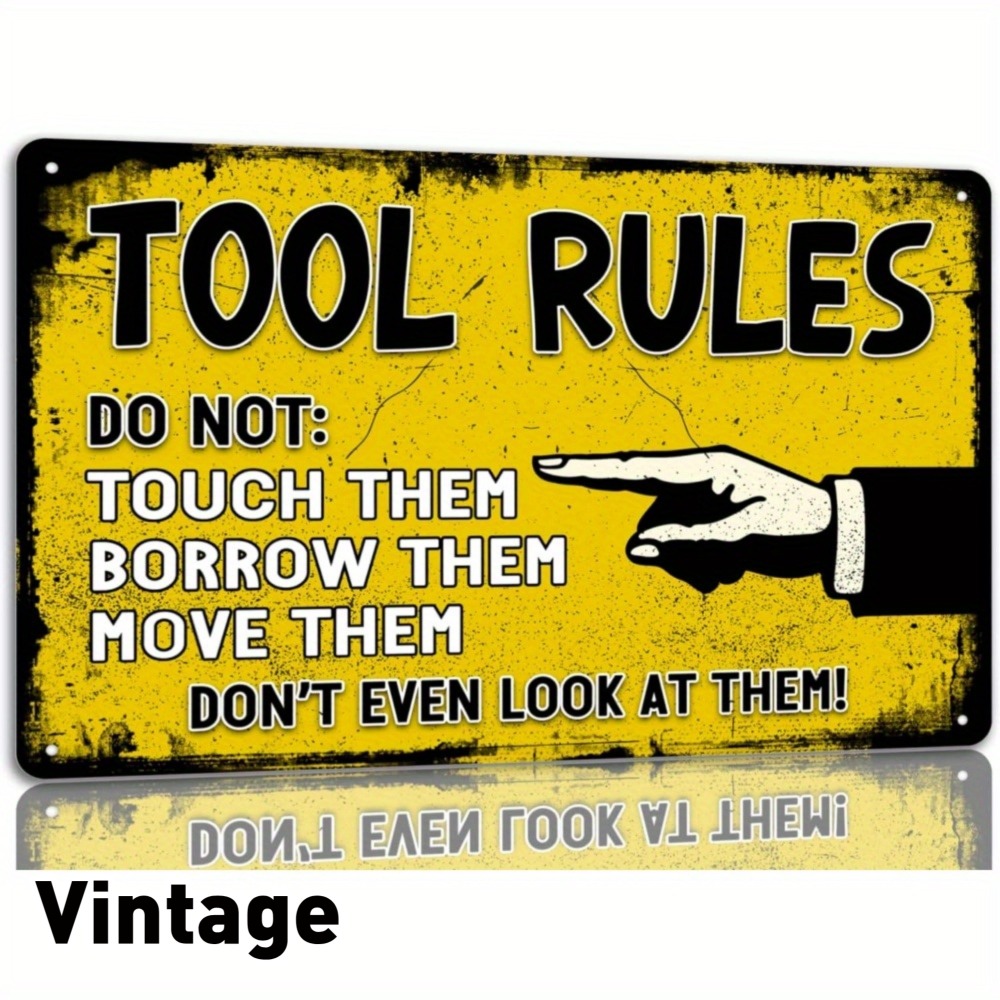 Workshop Tools Background - Placa de metal vintage com a