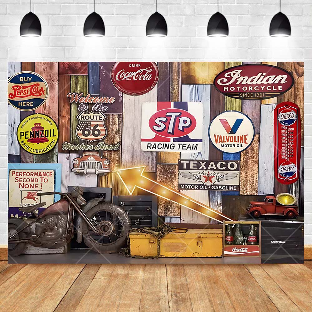 Retro motocicleta reparos de c - Workshop Tools Background avaliação e preço